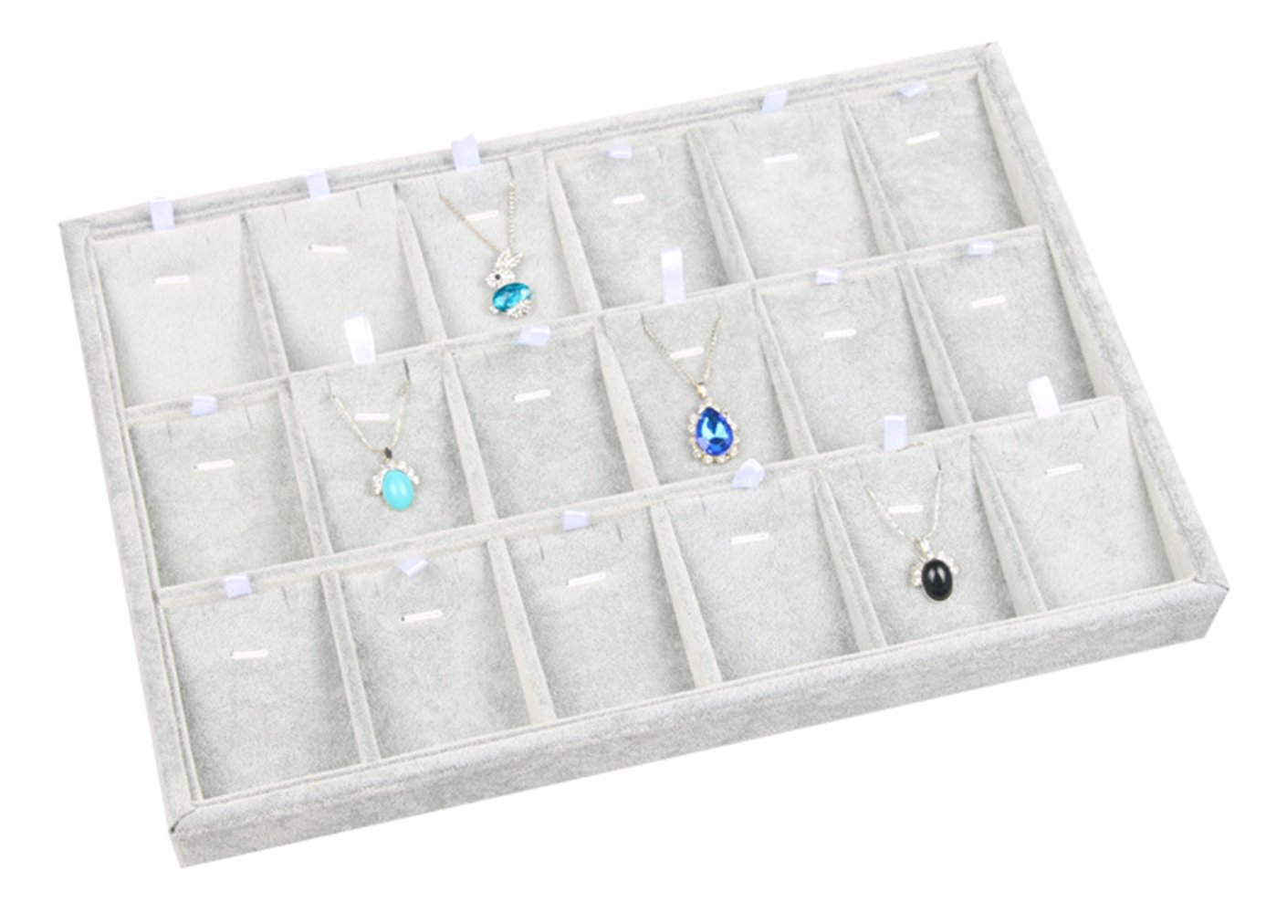 Bocar Women's Gp-18Dz Jewellery Organiser Display Showcase Grey Velvet Pendant Holder For Drawer Gift For (Gp-18Dz)