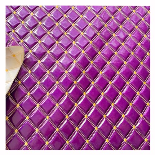 Tissu cuir synthétique matelassé haut de gamme violet 140cm d'une élégance absolue