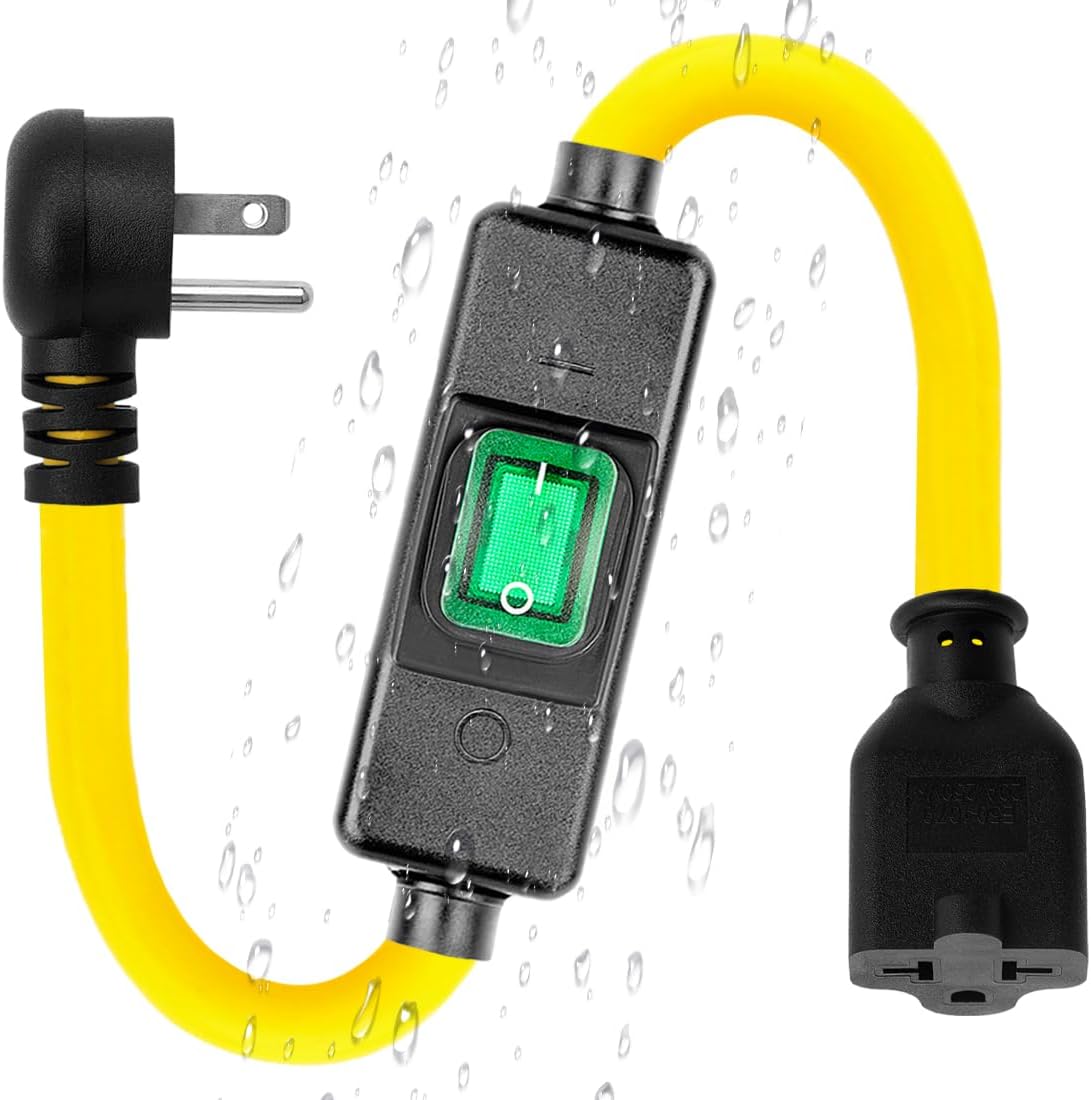 (1.5Feet) Heavy Duty SJTW 12AWG Outdoor Waterproof Extension Switch