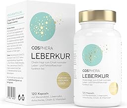Leber Kur Mariendistel Kapseln hochdosiert - mit 80% Silymarin, Artischockenextrakt, Löwenzahn & Cholin - Unterstützt die Leberfunktion, vegan - 8-Fach Leberkomplex von Cosphera