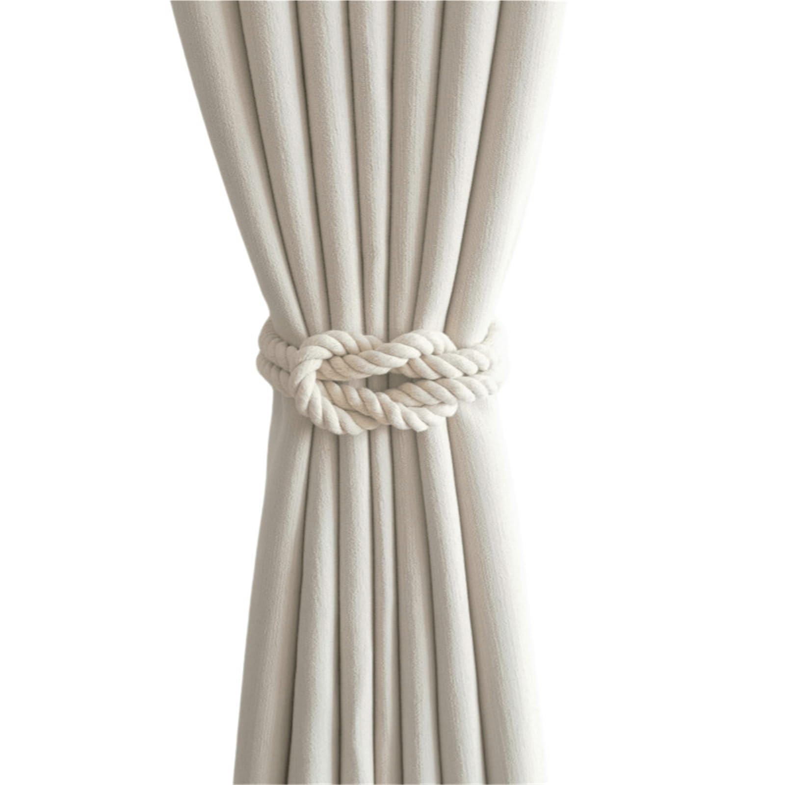 Lot de 6 embrasses de rideaux fabriquées à la main avec boucles magnétiques en bois pour décoration d'intérieur (beige)