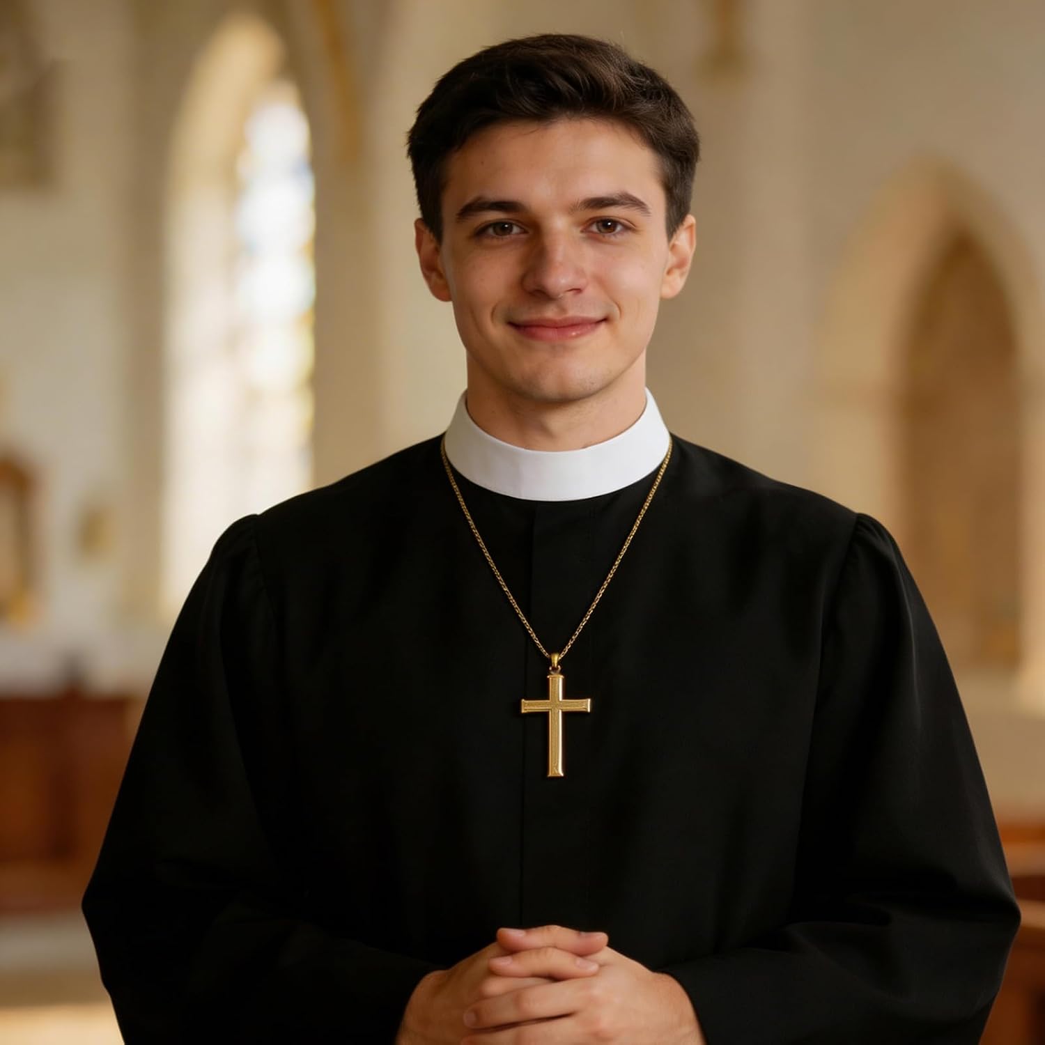 4 Pcs Unisex Priest Collar Priest Costume Accessories Black Clergy Shirt Full Neck Band Dickey Costume Clergy Tab Collar for Women Men Pastors