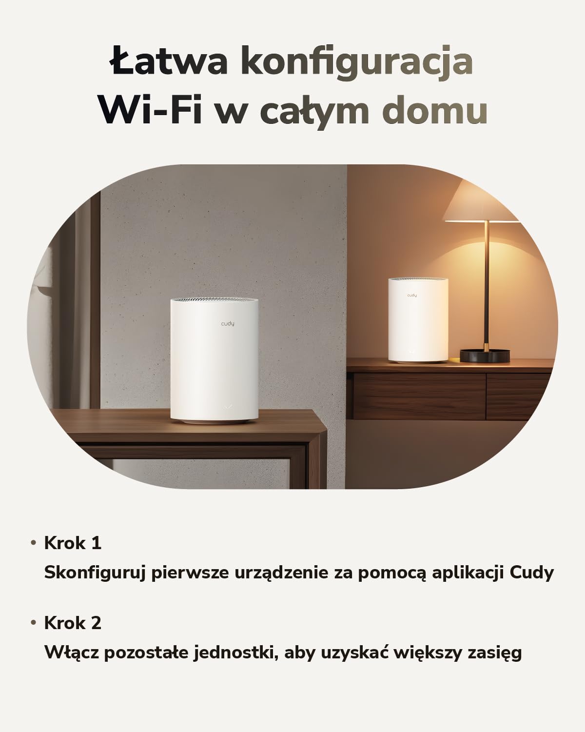 Cudy Dwuzakresowy system BE3600 WiFi 7 Wi-Fi, 3,6 Gb/s 160 MHz, zasięg do 100 m², 3 porty gigabitowe, kompatybilny z wieloma VPN, sterowanie aplikacją Cudy (M3600 1 opakowanie)