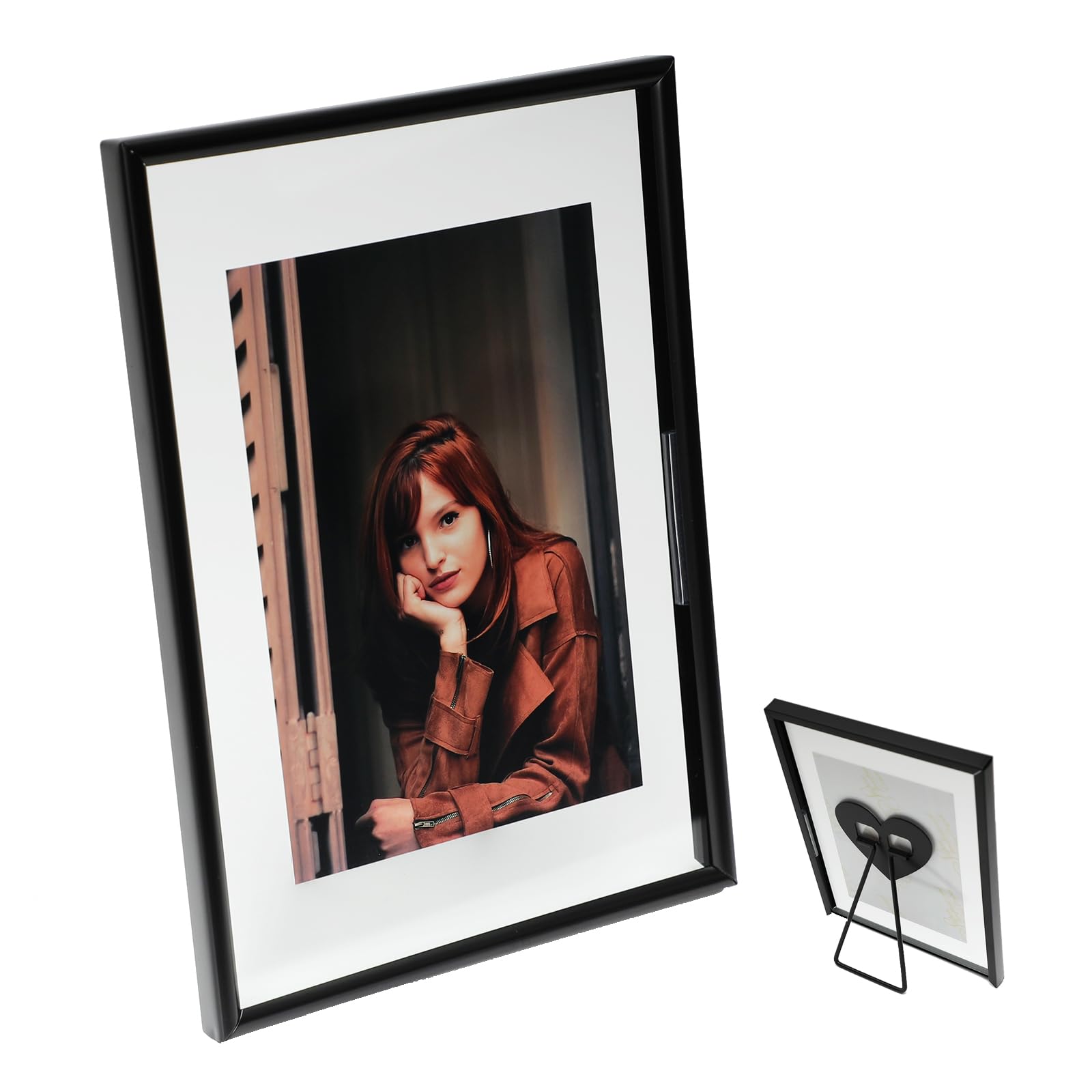 AhaGo Floating Picture Frame (Black, 5"x7") , For Multiple Photo Sizes (4x6,3x5, 2x3),Vertical Adjustable Tabletop/Shelf Photo Frame with "Heart" Style , Classy Gift Choice for Festival, Home or Wedding Decoration