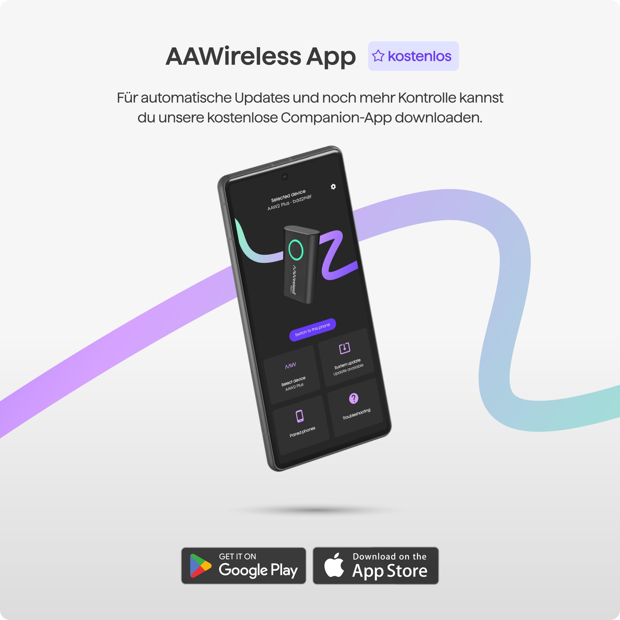 AAWireless Two+ Wireless Carplay Adapter & Android Auto Wireless Adapter 2-in-1 | Kabellose Verbindung via Bluetooth & WiFi | Für iPhone X+ & Android 11+ | Multifunktionsknopf