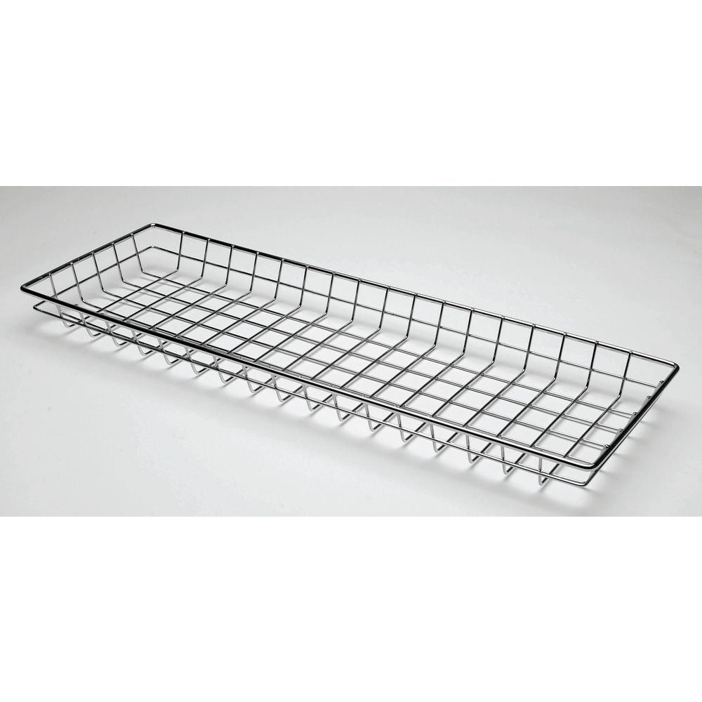 Wire Display Basket Rectangular Chrome Plated Pastry Basket Bakery Tray - 26"L x 9"W x 2"H by HUBERT – Metal, Silver