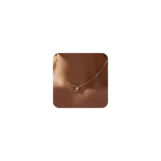 Cross Necklace for Women Girls, Dainty14K Real Gold Silver Plated Cross Choker Pendant Jewelry Non Tarnish Waterproof Trendy Cute Simple Small Necklace Easter Christian Baptism Religious Faith Jewelry Gifts