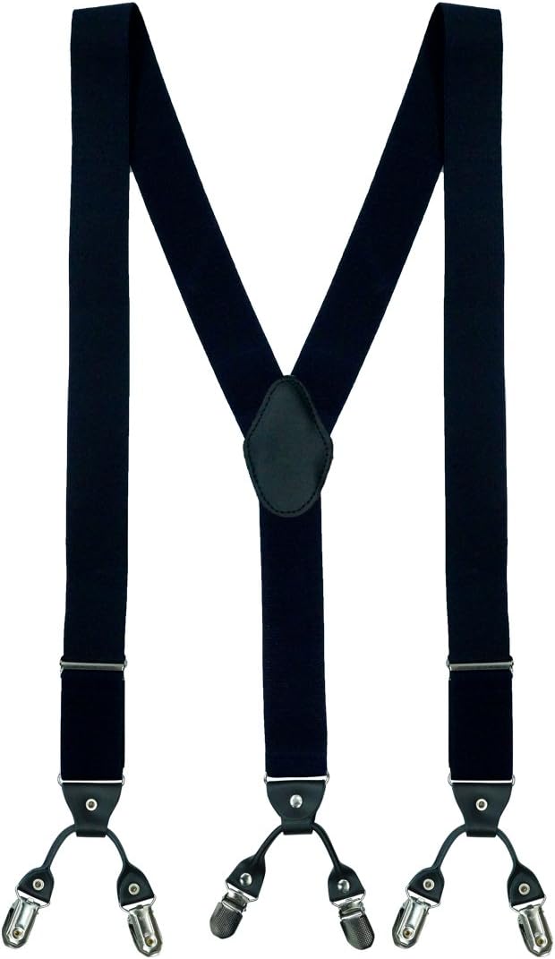 Carbon Black Y-Back Clip On Suspender for Men