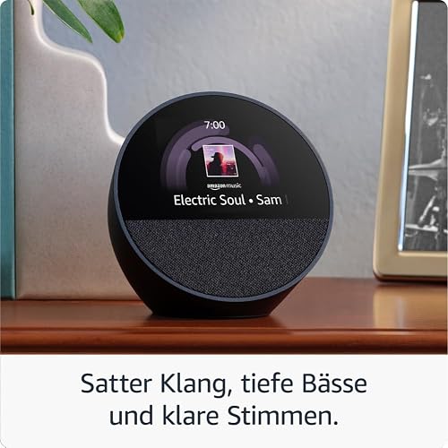 Amazon Echo Spot (neueste generation), smarter Wecker mit sattem Klang, Schwarz, mit Alexa+ Early Access - 4