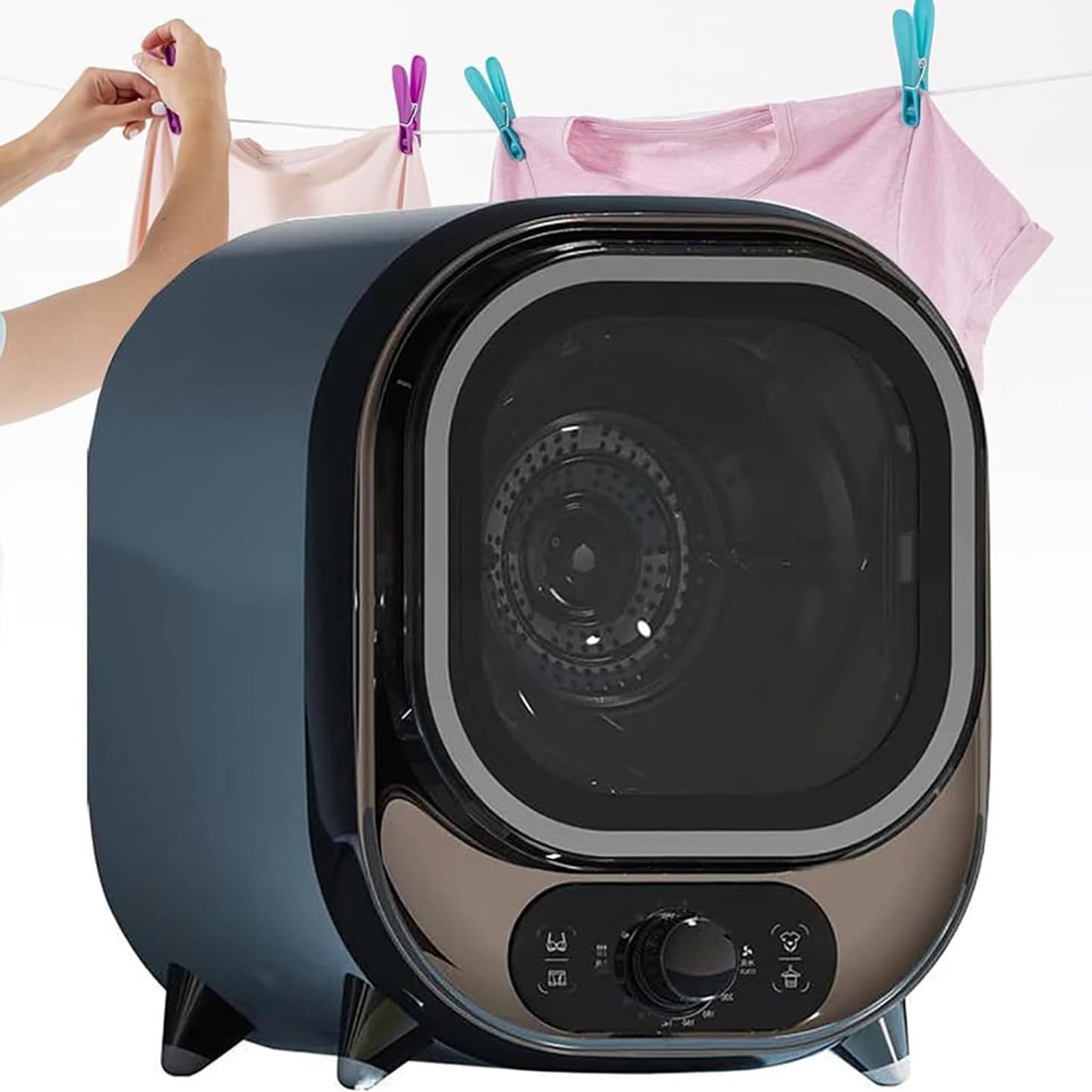 Mini elektryczna suszarka ubrań, pojemność 0,8kg, przenośna, kompaktowa suszarka prania z wanną ze stali nierdzewnej, elektryczna suszarka do prania o mocy 450W do mieszkania,Brown