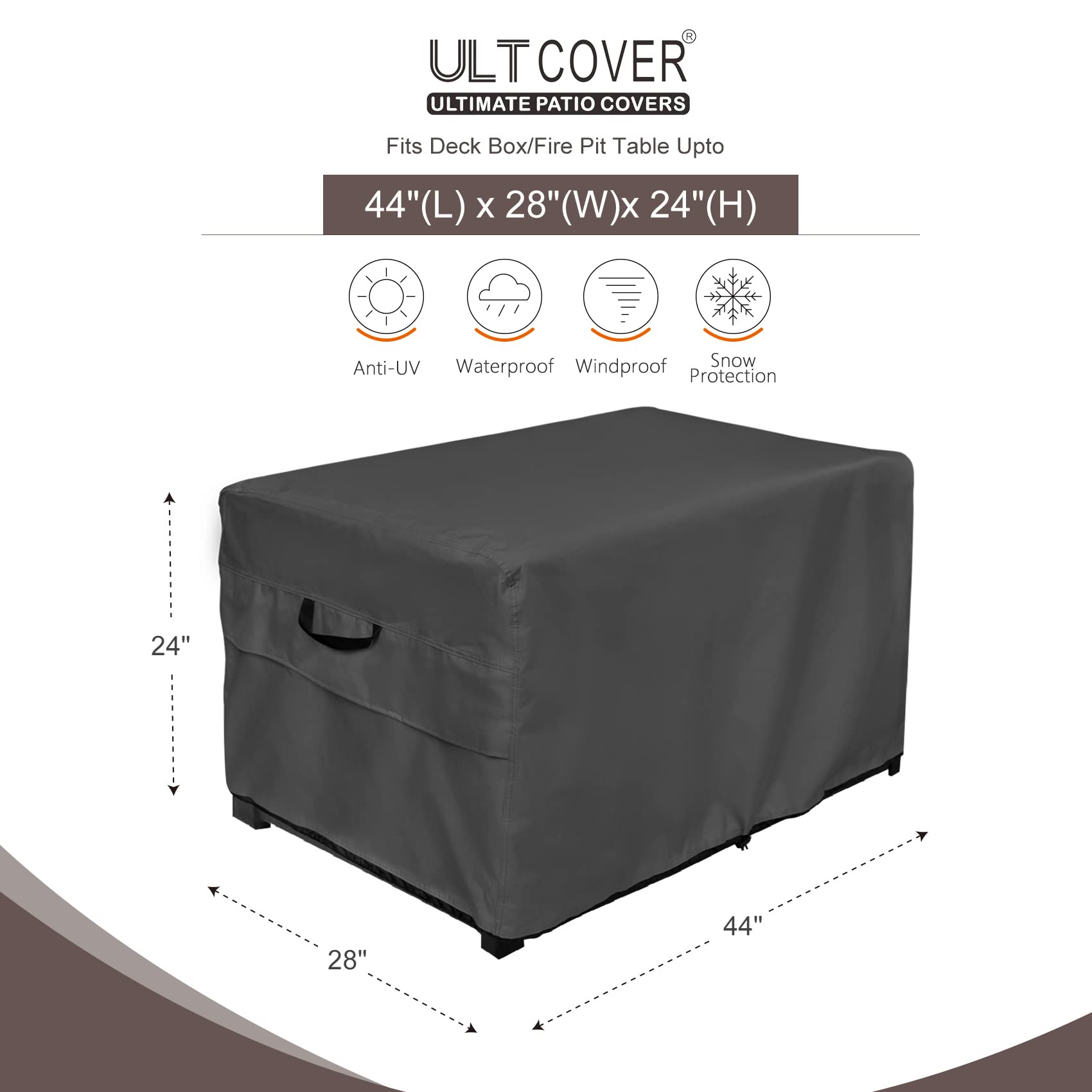 ULTCOVER Funda para banco de almacenamiento para patio, impermeable, rectangular, para exteriores, 44 x 28 pulgadas, color negro
