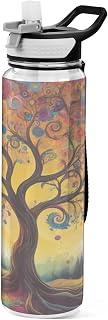 Kigai Mystery Tree Water Bottle 32 oz Tritan Leak-proof Sport Water Bottle with Carry Strap for Gym Fitness Outdoor BPA Free