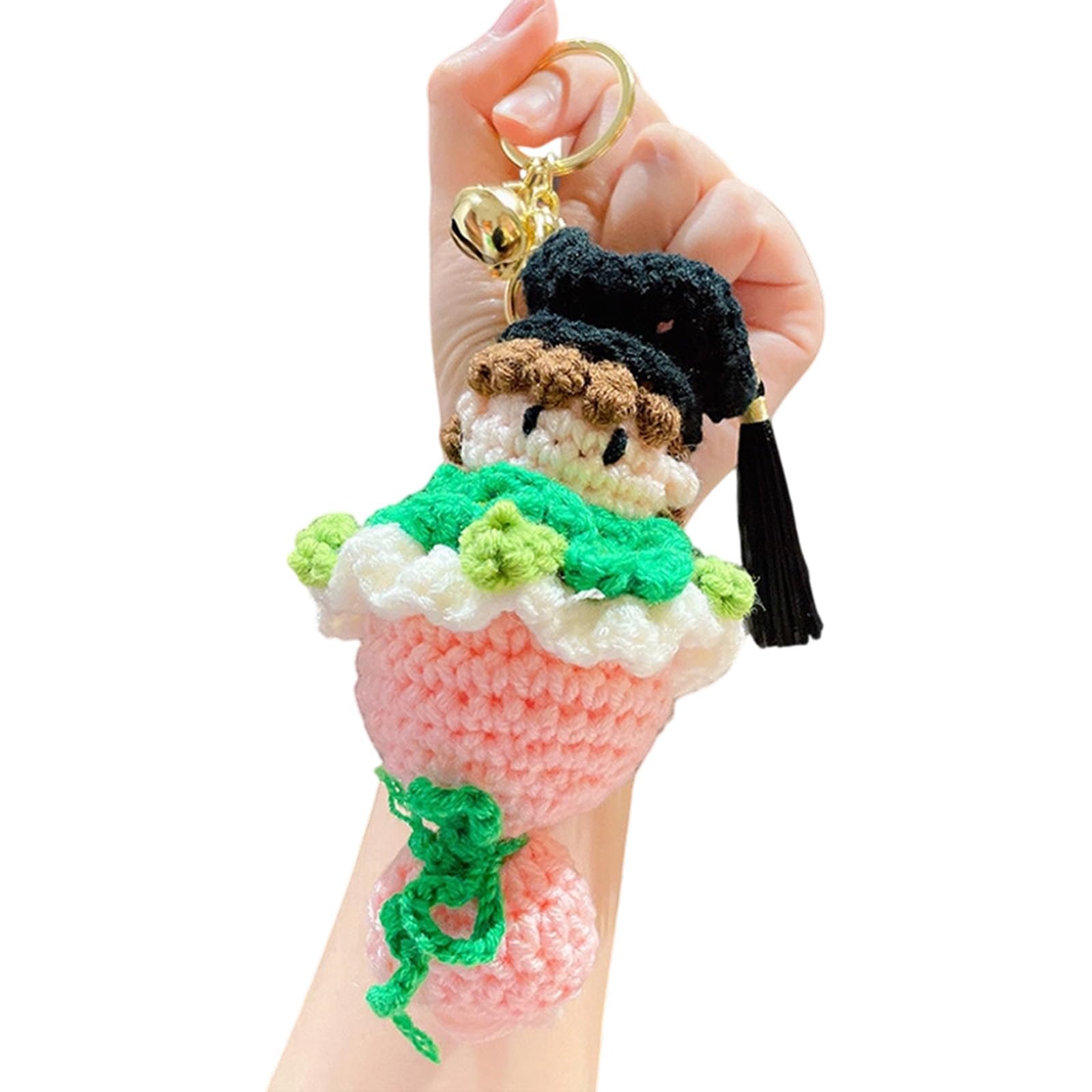 Jazuaiao Graduation Cap Charm Decorative Accessory Crochet Keyring for Bags Backpacks and 6.5X12.5Cm Lovely Graduation Present