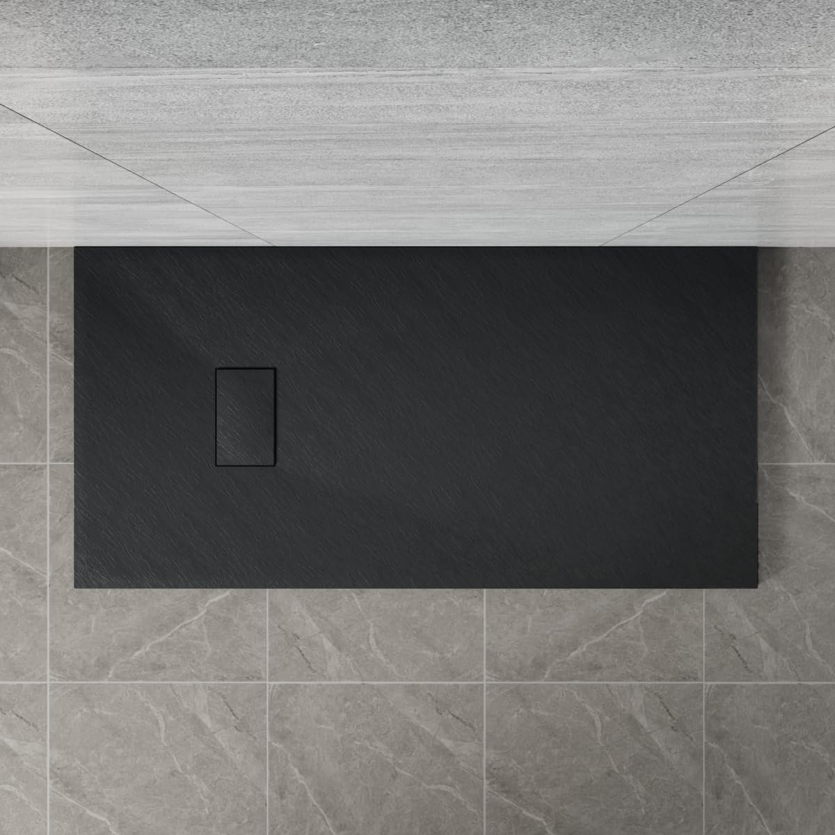 NRG 1500x700mm SMC Rectangle Shower Tray Black Bathroom Shower Base