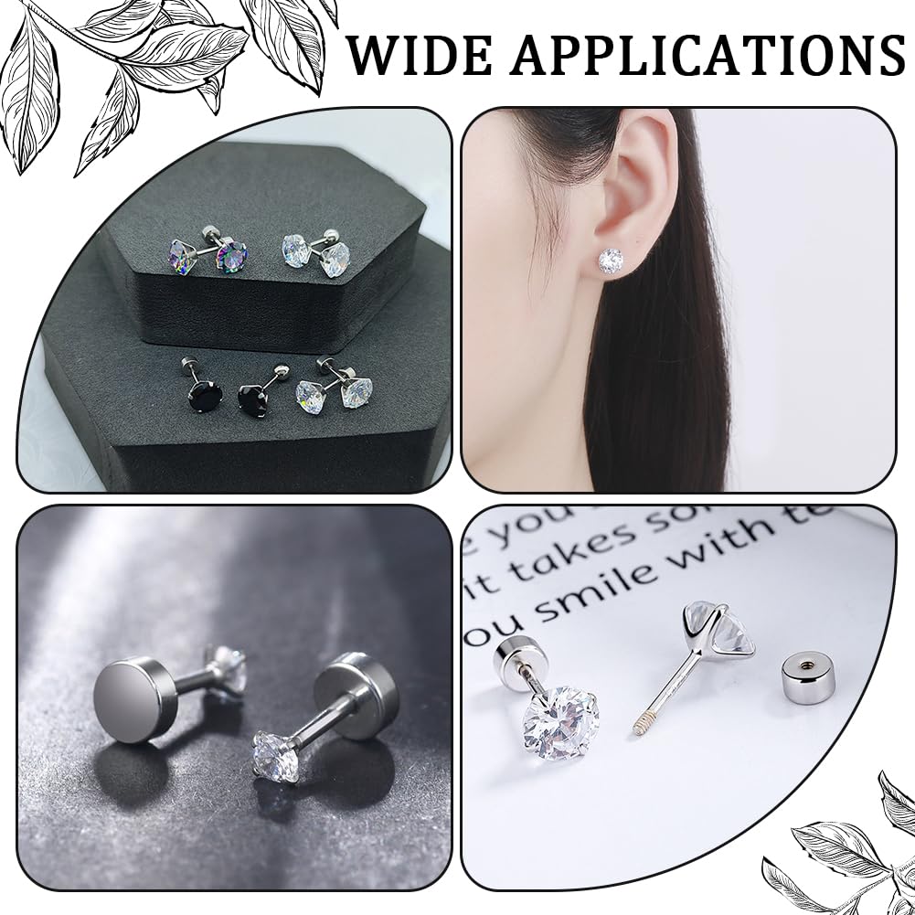 50 Chiusure Per Orecchini In Acciaio Inox - Dadi Piatti Rotondi Argento Per Orecchini A Vite, Foro 1mm - Foto 7