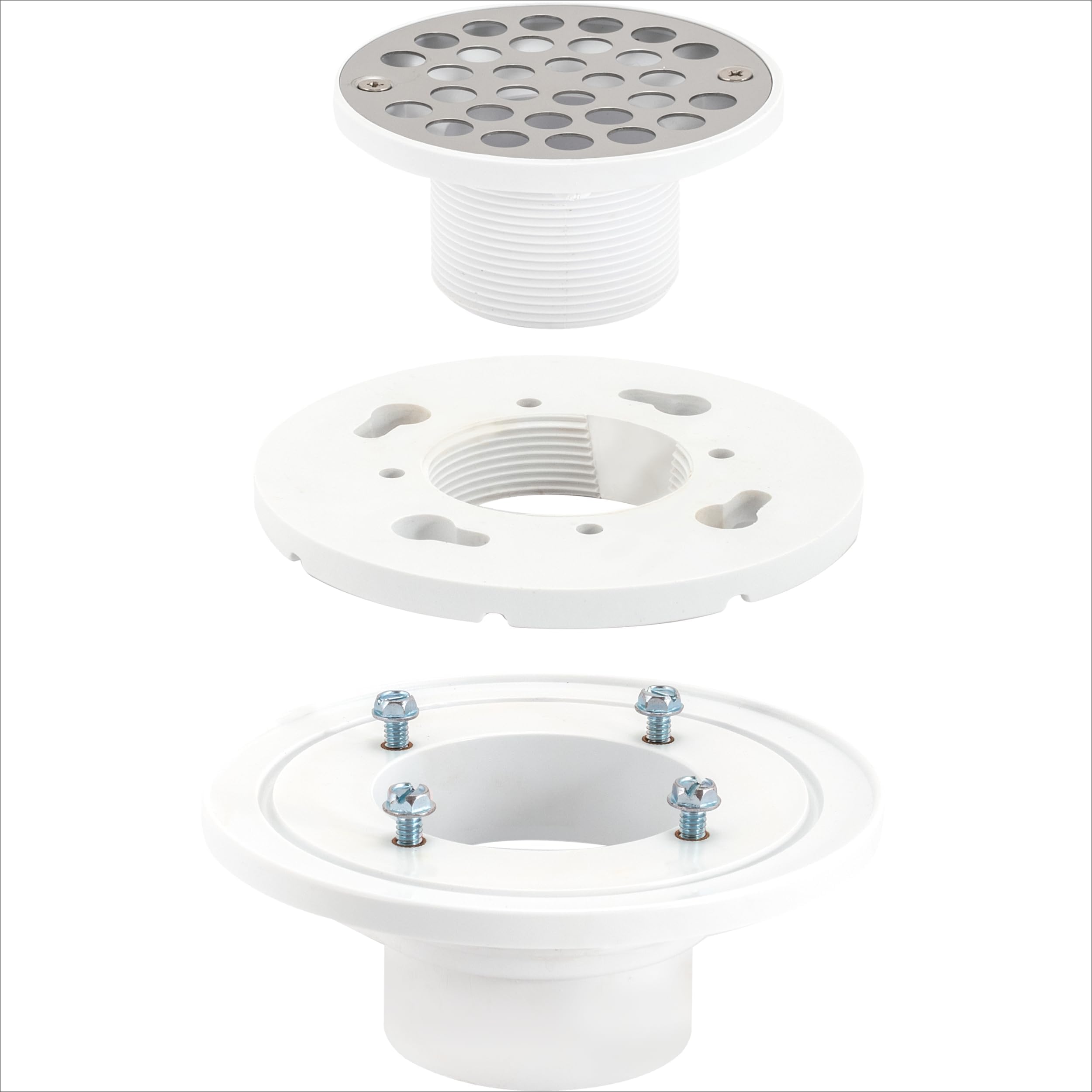 EZ Flo 0 Replacement Low-Profile Floor and Bathroom Shower Drain, White, 2" x 3"