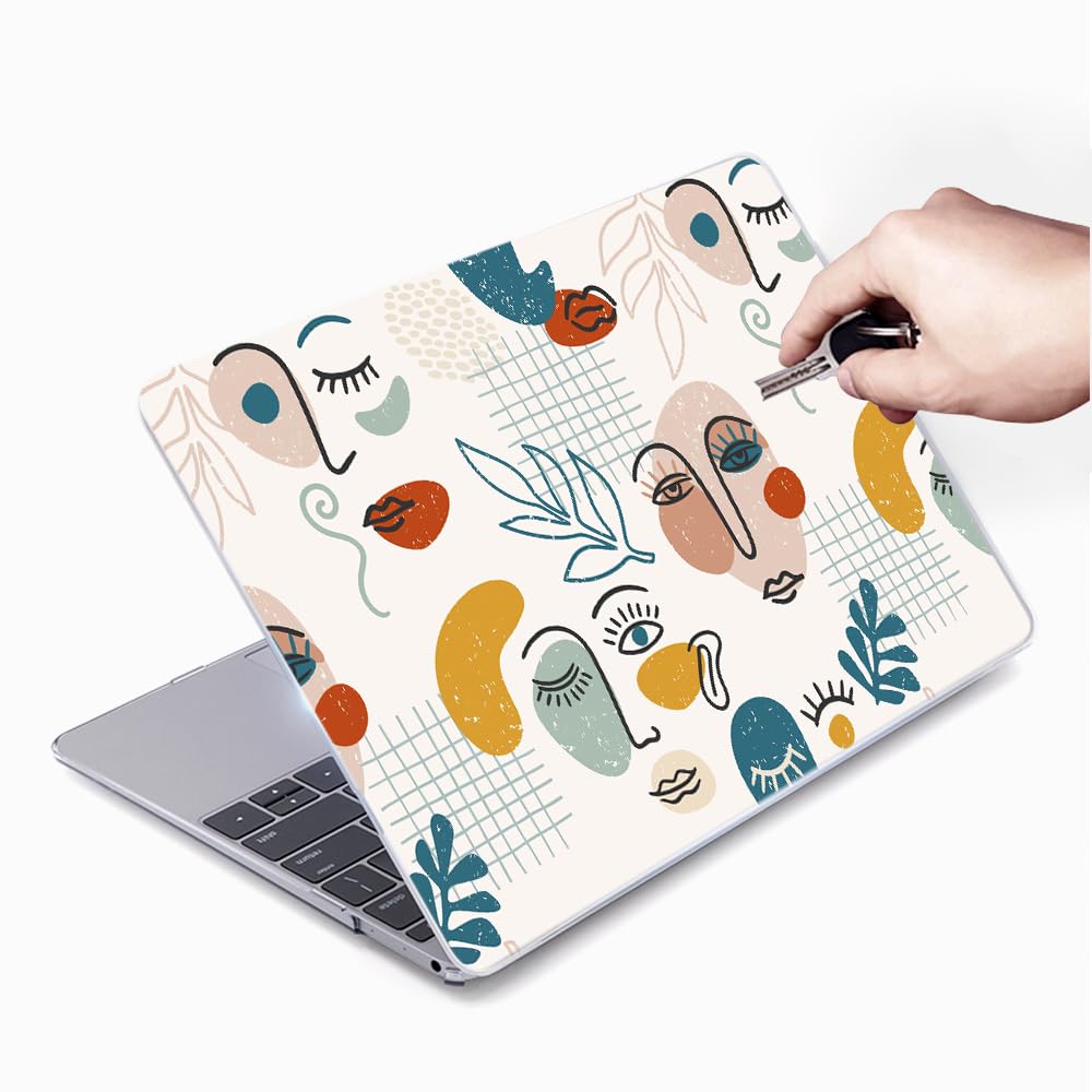4 in 1 Custodia per MacBook Air 13,6 Pollici M3 M2 2024 A3113 e 2022 A2681, Cover Plastica Rigida Ultra Sottile + Tastiera Cover for Mac Air 13 M2 M3, Volto Umano Astratto 15