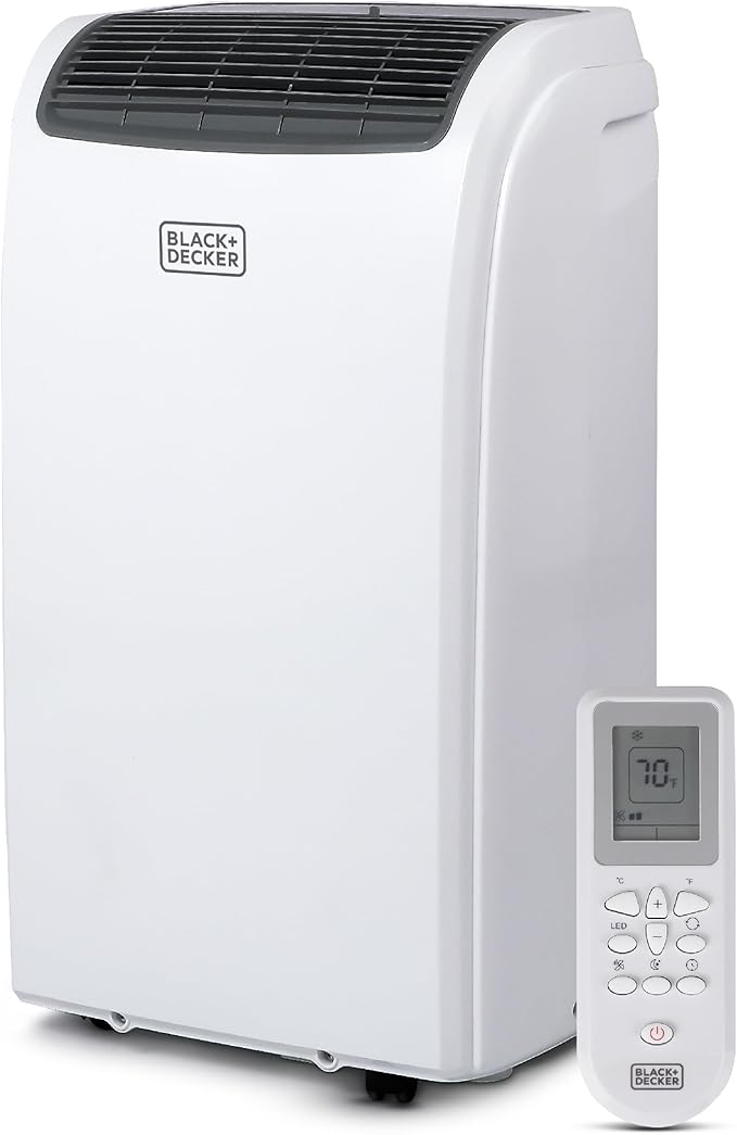 BLACK+DECKER Smart Portable Air Conditioner with Heat, 12,000 BTU (8,000 BTU SACC) Cooling, 9,000 BTU Heating for Rooms up to 550 Sq. Ft., Follow Me Remote, BPACT12HWT, White