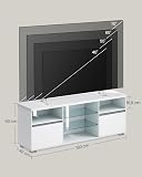 VASAGLE Kailyn Collection - Meuble TV avec LED, pour Les Téléviseurs Jusqu’à 70 Pouces, avec Étagères Ouvertes en Verre, 2 Placards avec Portes, 160 cm, Moderne, pour Salon, Chambre, Blanc LTV331T10 - 6