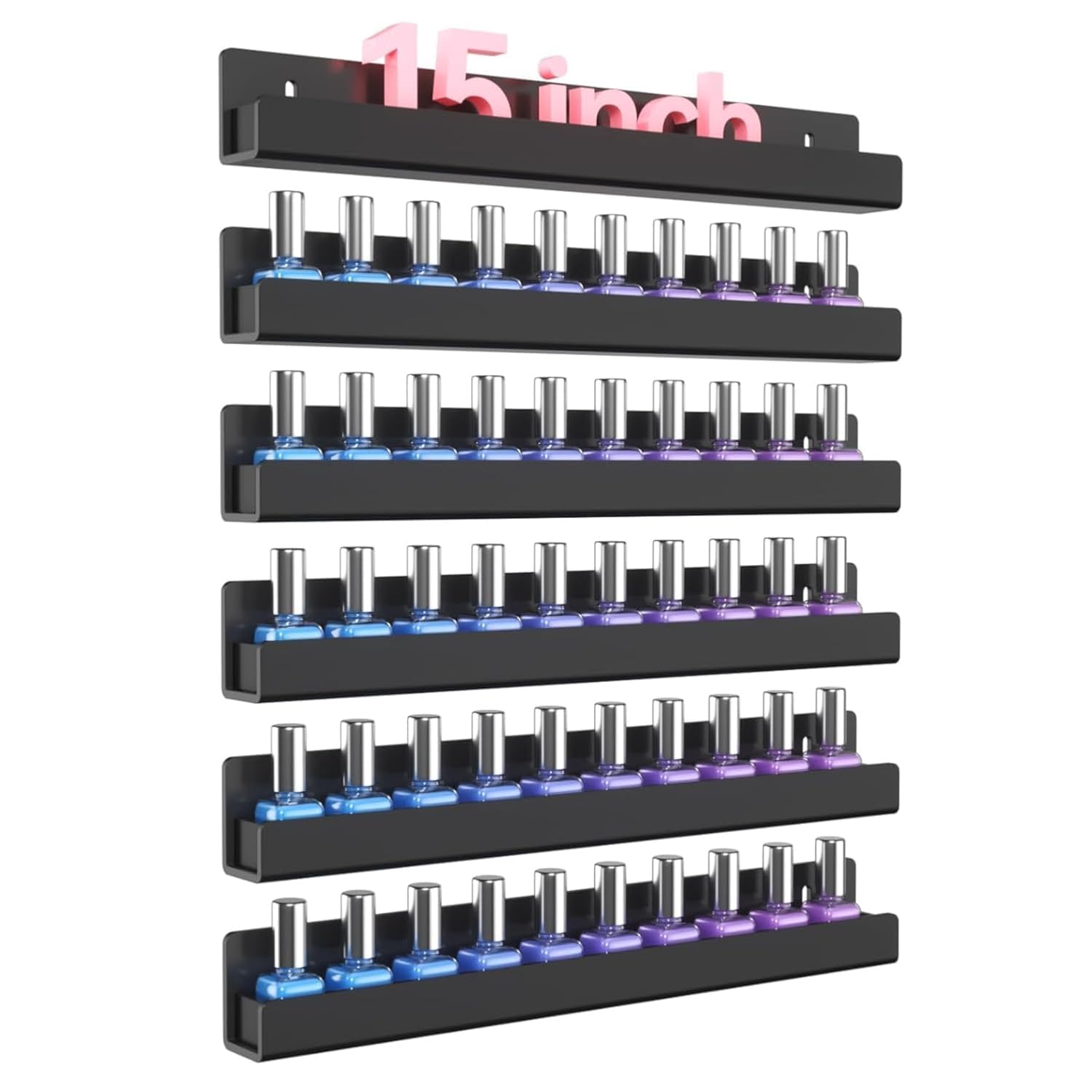 feeling well Nail Polish Wall Mount Display Stand holder organizor rack,Ledges Self-Adhesive, No Drilling Required, Acrylic material (6)