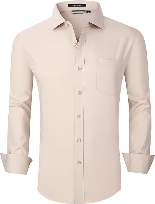Alex Vando Mens Bamboo Dress Shirts Wrinkle Free Regular Fit Stretch Button Down Shirt