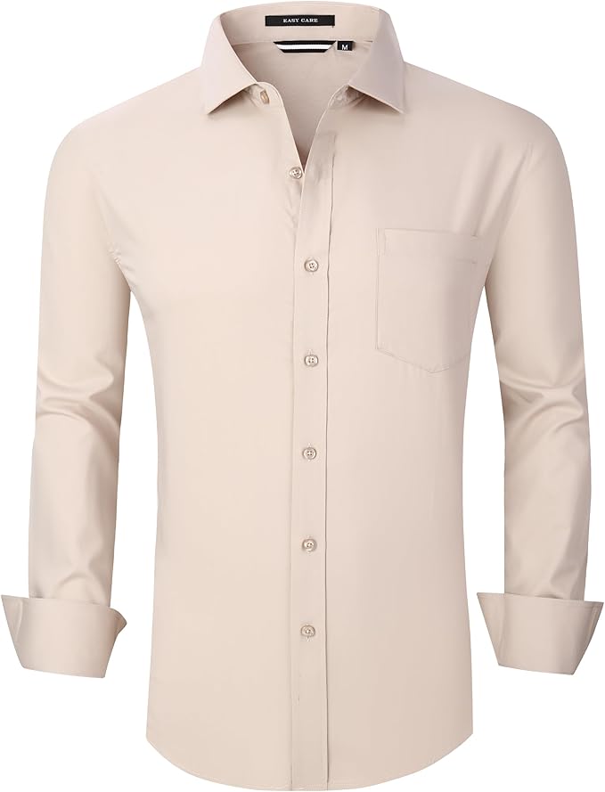 Alex Vando Mens Bamboo Dress Shirts Wrinkle Free Regular Fit Stretch Button Down Shirt