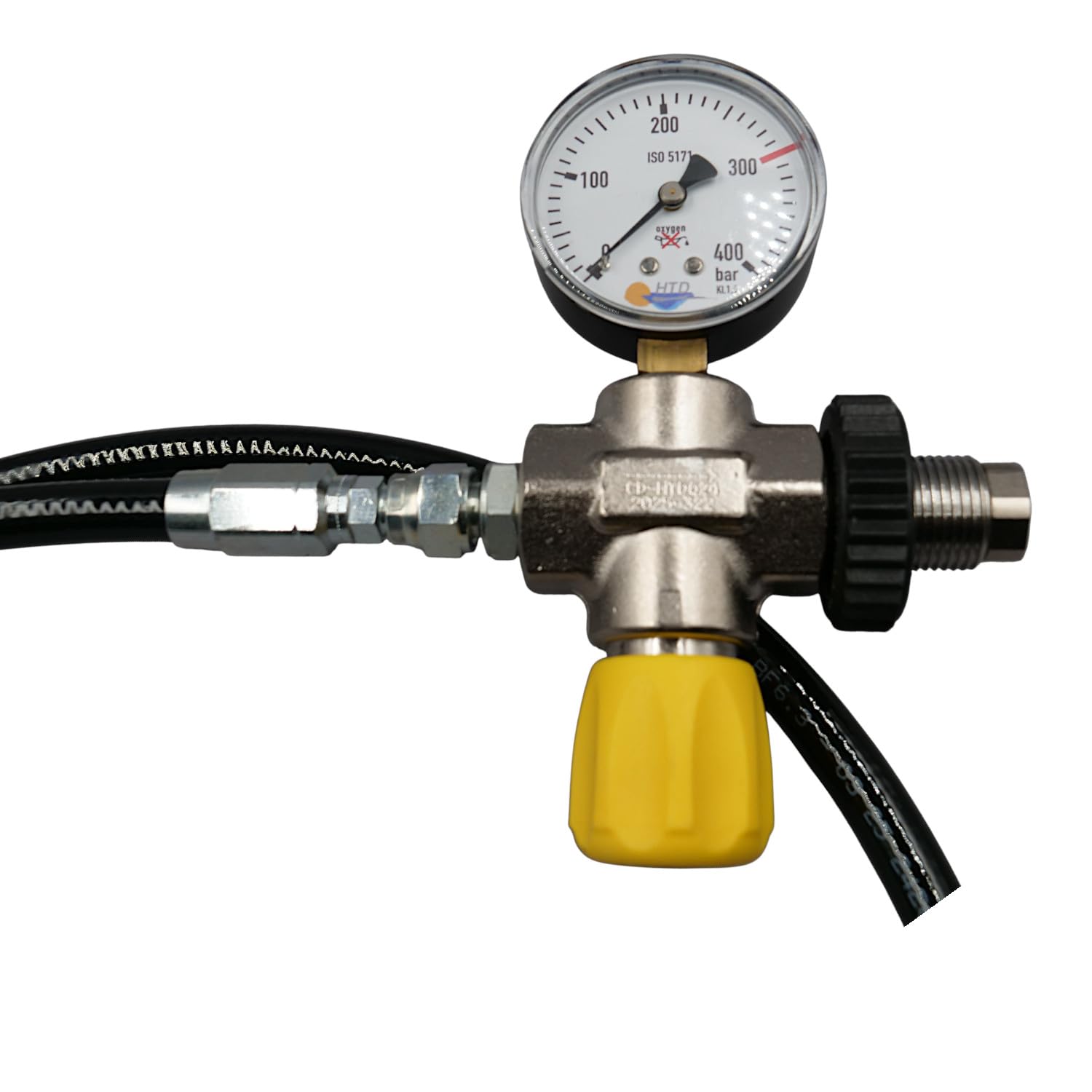 Füllschlauch für Druckluft bis 315bar, mit Manometer und Entlüftung für Füllanlagen und Atemluftkompressoren