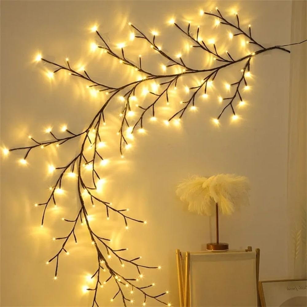 Leadigol Rankenlichter, 96 LEDs, biegbare Weidenrankenlichter, 8 Modi, künstliche Pflanzen, Baumzweige Lichter, Weihnachtsdekoration, Weidenrankenlichter mit USB-betrieben, für Innenwände,