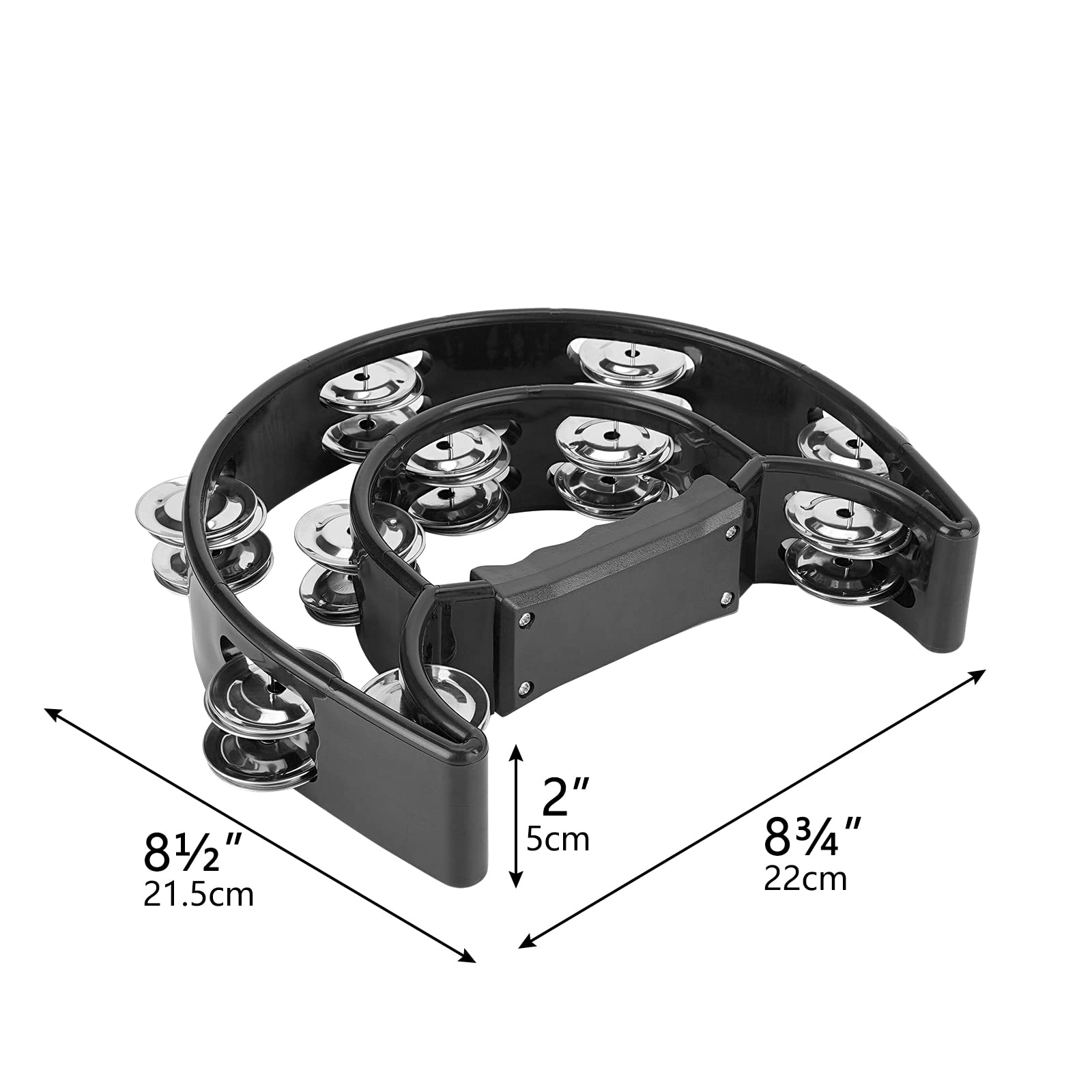 Musiin Double Row Metal Jingles Half-Moon Tambourine Versatile Percussion for Dynamic Performances(Black) - Image 4