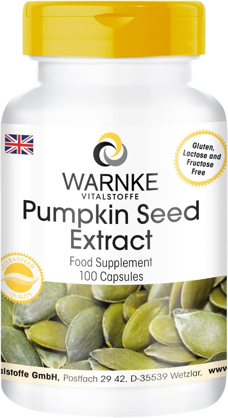 Gesundheitsprodukte Pumpkin Seed Extract with Vitamin E, 100 Vegan Capsules | Warnke Vitalstoffe - German Pharmacy Quality