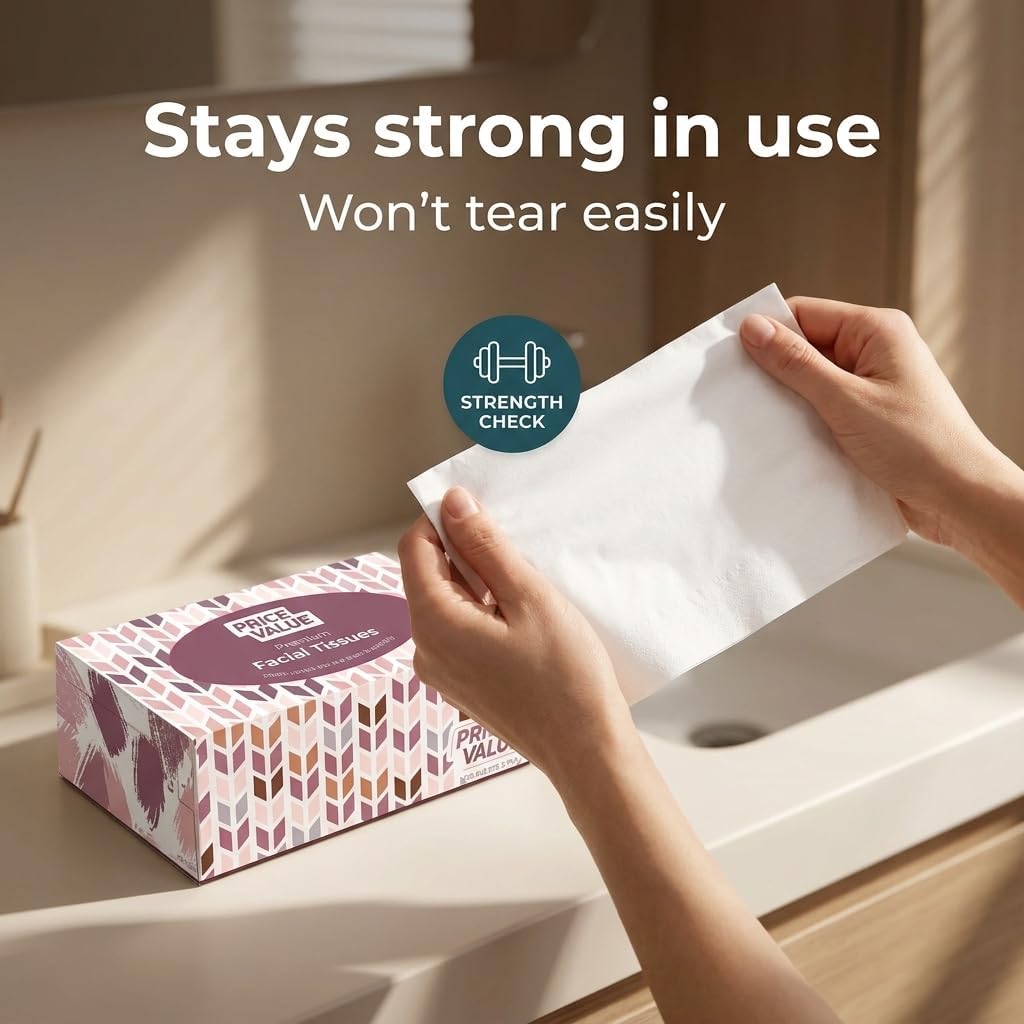 Price Value Facial Tissues boxes 230 Sheets Per Box 8 Boxes. Premium Soft Gentle and Durable in A Stylish Box - 1,840 Sheets