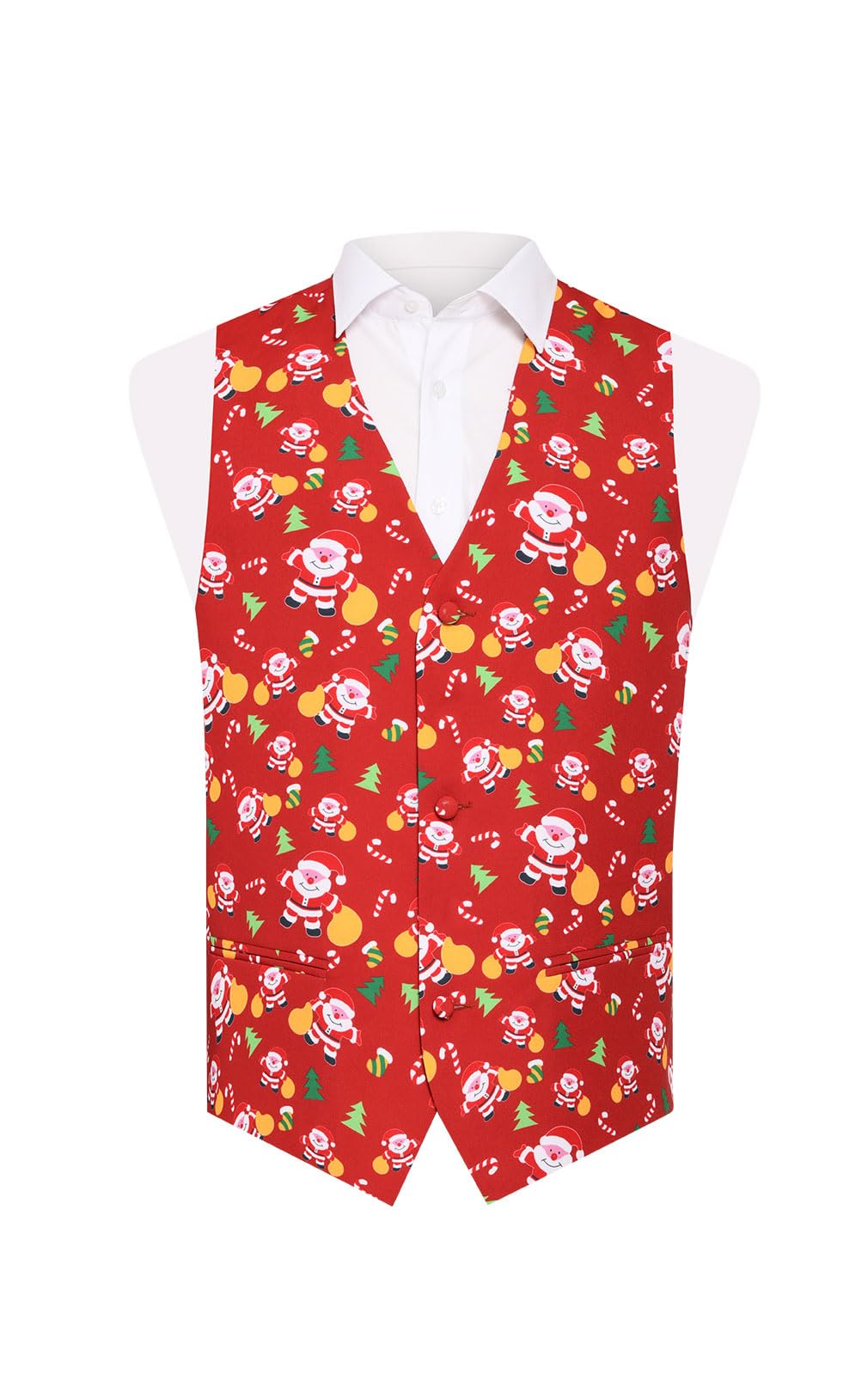 Dobell Boys Red Happy Santa Claus Christmas Waistcoat-13-14