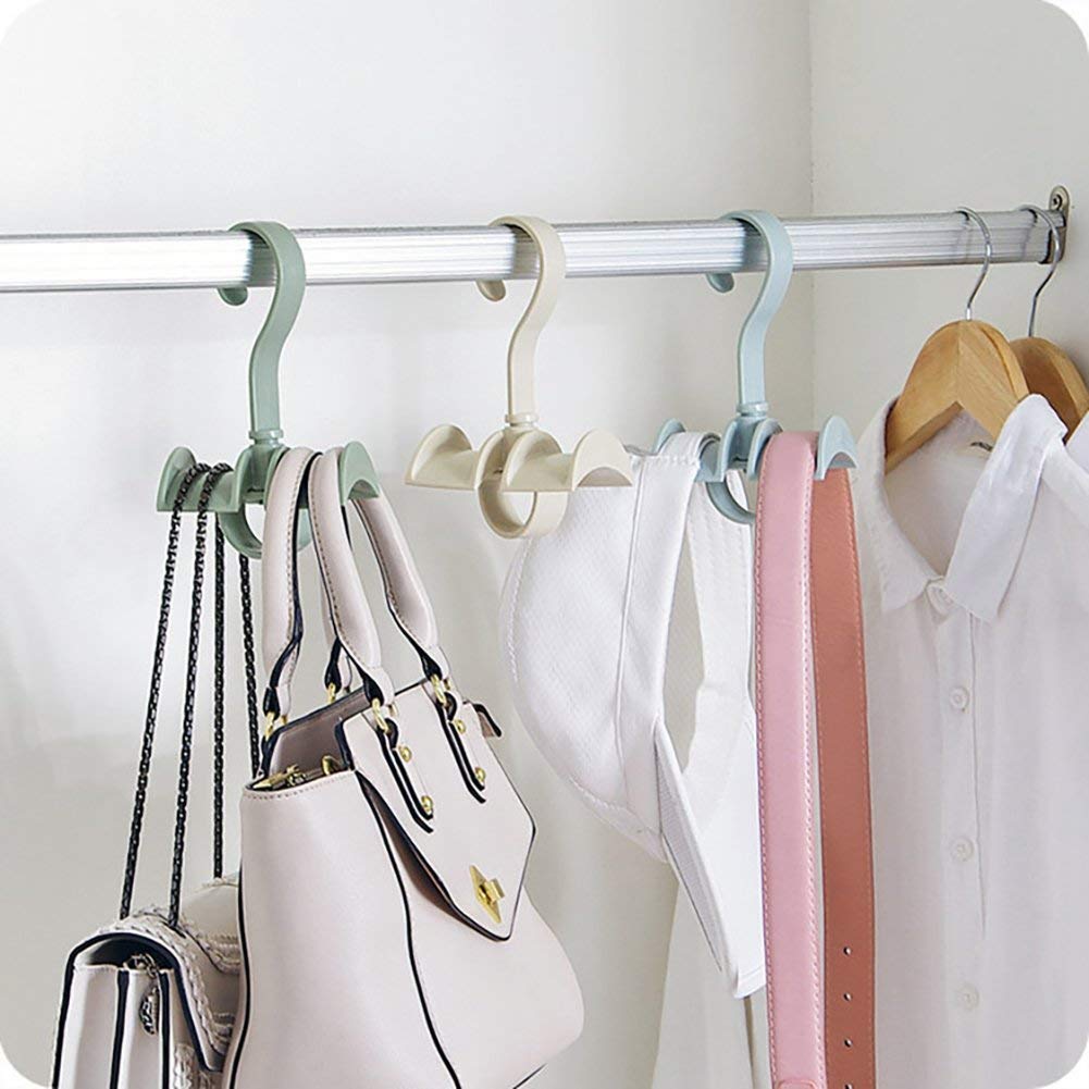 KolorFish Rotating Handbag Hanger Rack Closet Storage Organizer Hooks for Ladies Bag Belt Tie Scarf (Pack of 4) Cream 3