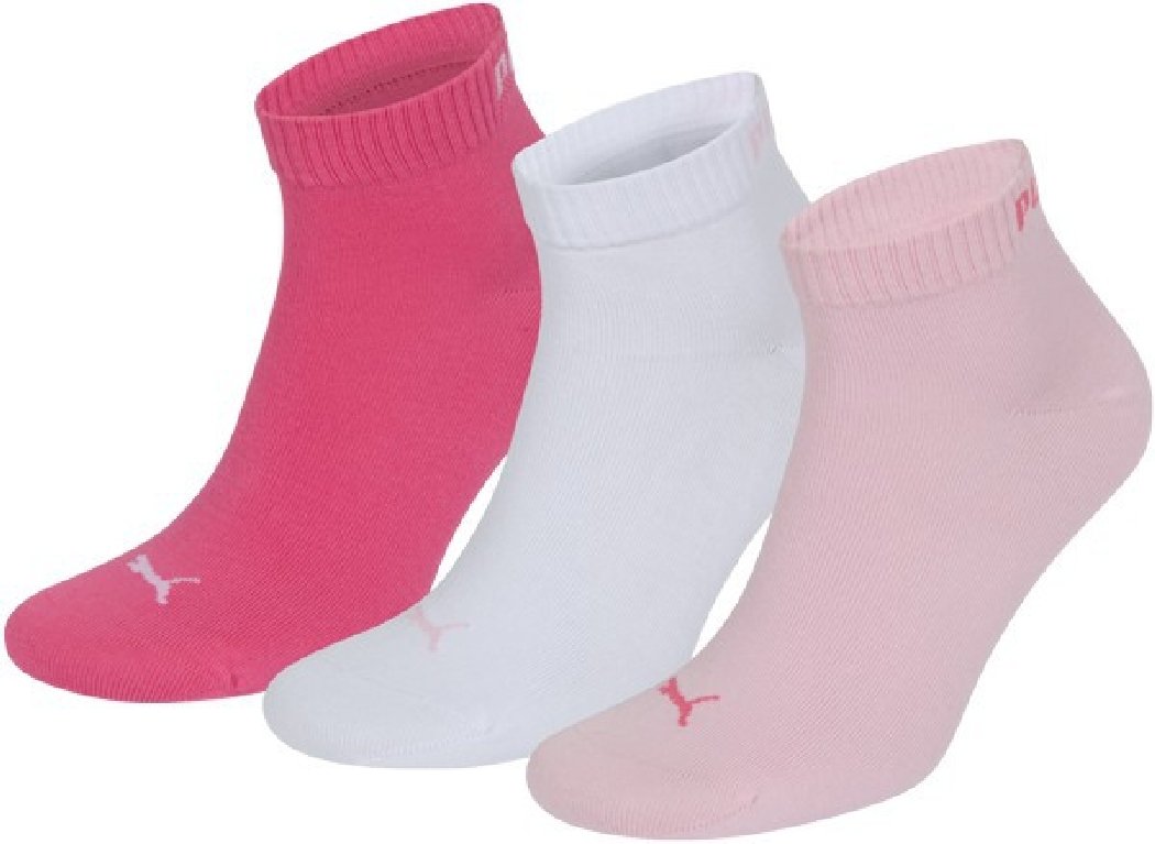 Puma Quarter Sock (3 Pairs) - Pink Lady, UK 2.5-5