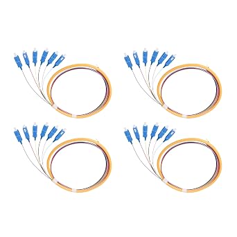 6 Strand SC/UPC Singlemode Fiber Optic Pigtail, 4 Packs