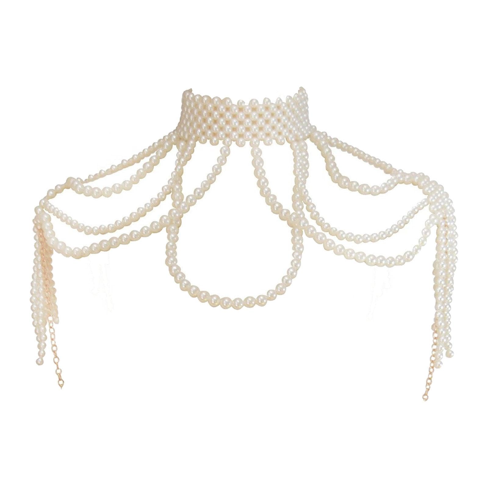 harayaa Bijoux d'épaule en Perles, Collier d'épaule en Perles, Bijoux de Corps pour Festival de Musique