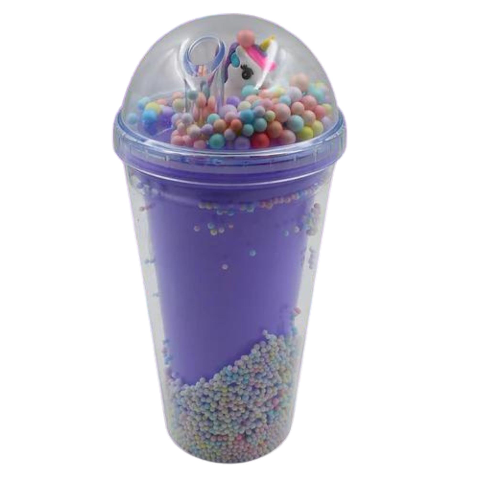 Qukuzo Design Printed Bottle With Toy, Led Glow Light, Double Wall Glass Water Bottle, Bottle With Straw Suitable At College/School/Tuition/Gym/Office (Pack Of 1)