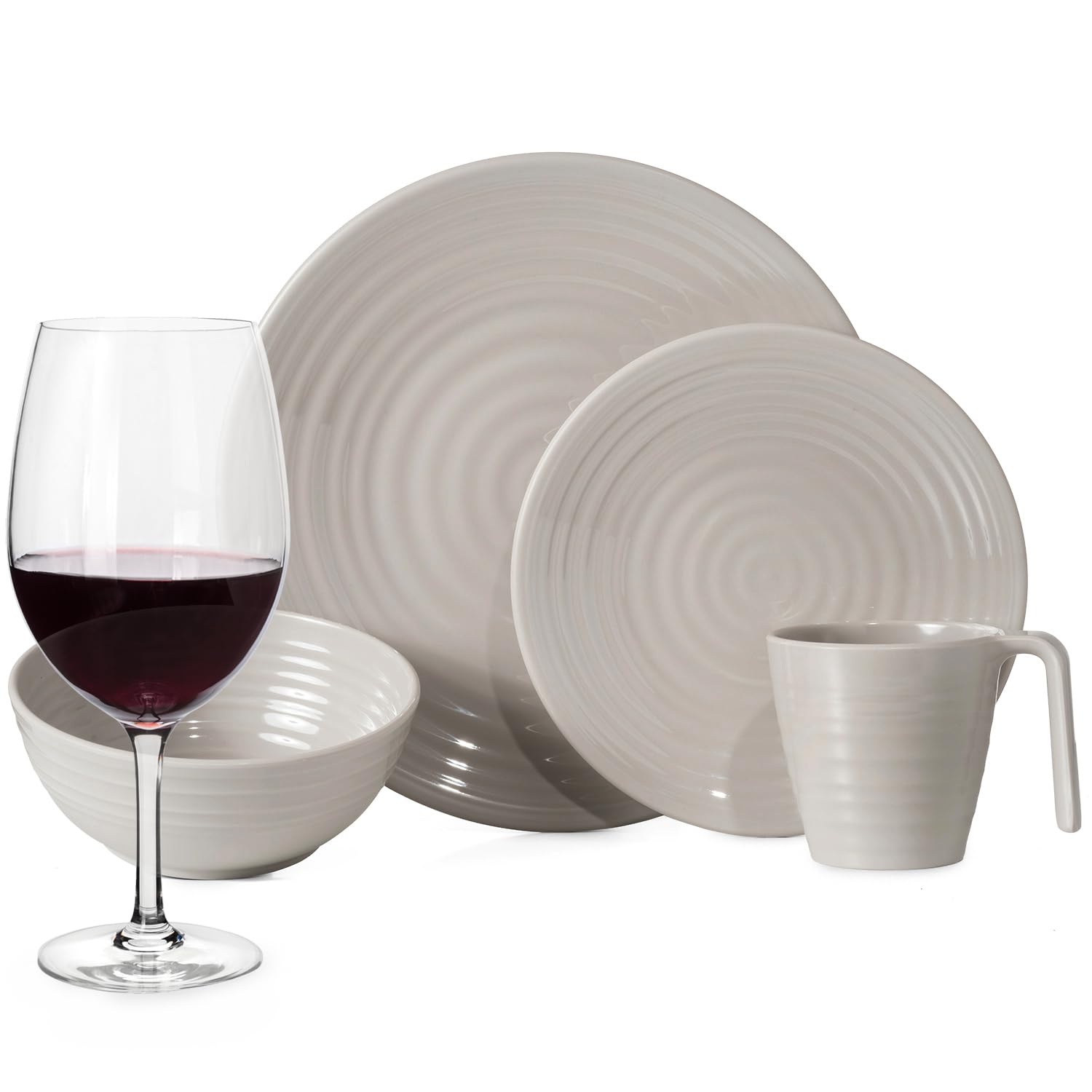 Melamin Camping Geschirr Set 1-4 Personen I 4-32 Teilig I Tasse I Schüssel I Gläser I Teller Set I Picknick BBQ Kochgeschirr I Coffee Design