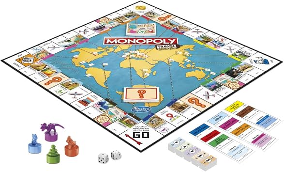 Hasbro Gaming Monopoly Travel World Tour Strategy Board Game for Family & Kids, Classic Gameplay with Geography Twist, Includes Dry-Erase Gameboard & Token Stampers, Ages 8+ | Family Classic Gameplay with Geography Twist, Includes Dry-Erase Gameboard & Token Stampers