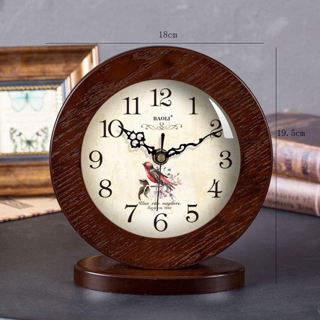 Retro Desk Clock Retro Table Clock/Deskclock -European Solid Wood Clock Simple Living Room Silent Table Clock Modern Bedroom Creative Pendulum Clock Table Clock (Size : 18 * 13 * 19.5cm/8in)