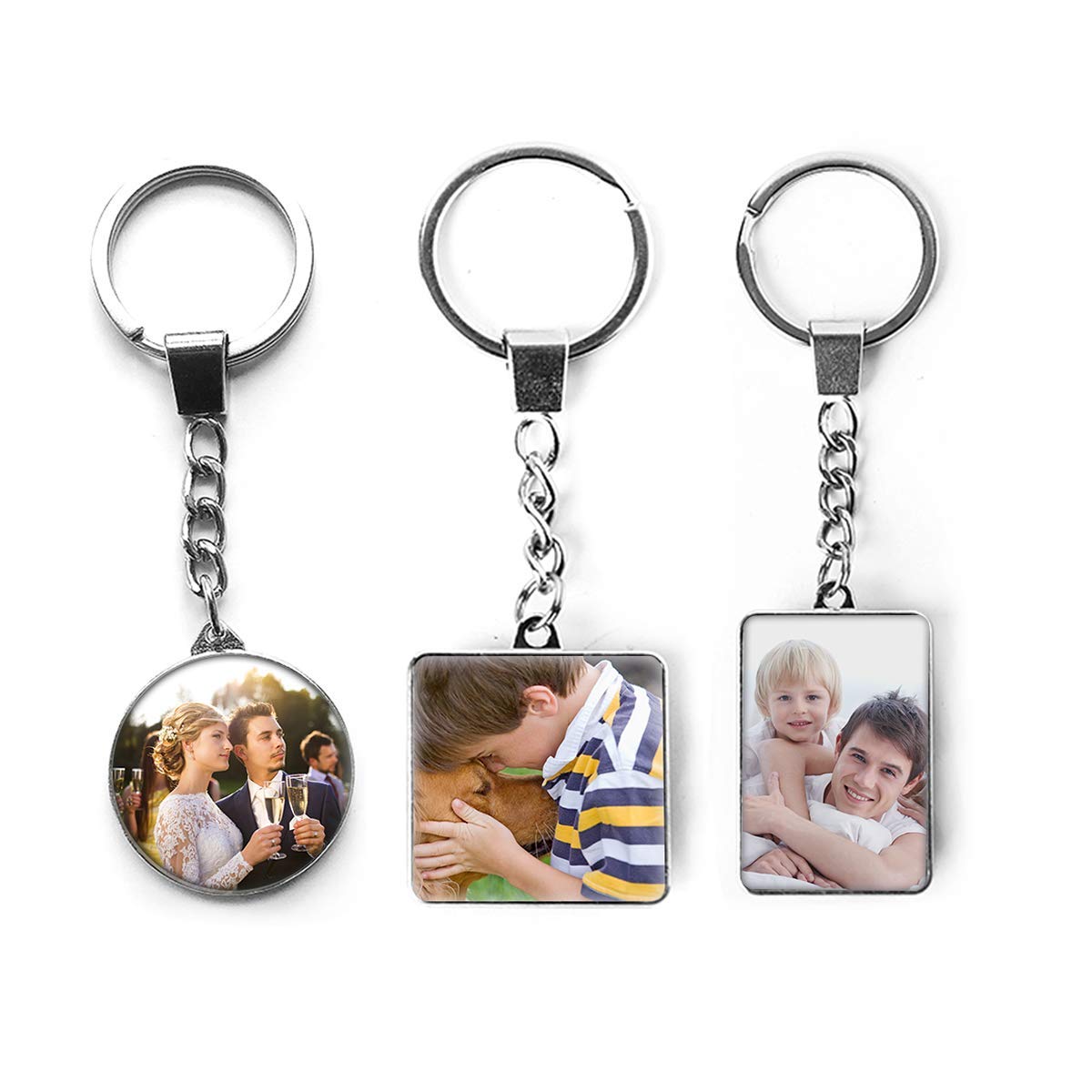 Styletify Round+Square+Rectangular Custom Photo Keychain,Crystal Keychain Set Personalized Keyrings Double-Sided Customized Keychain With Picture