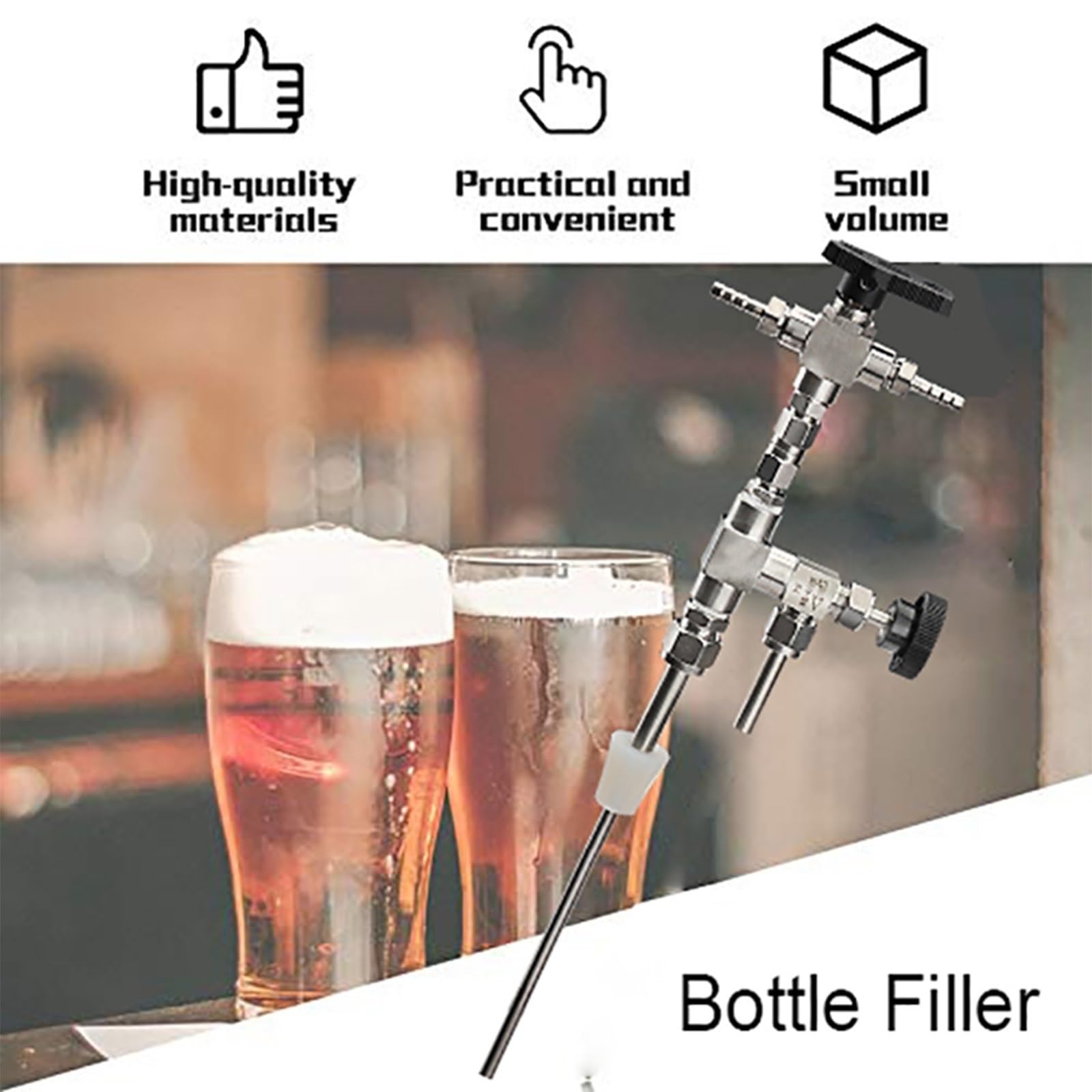 Llenadora de botellas a contrapresión, pistola de contrapresión para cerveza, varilla de embotellado de acero inoxidable 304 de grado alimenticio para cerveza y vino, equipo para elaboración de cer