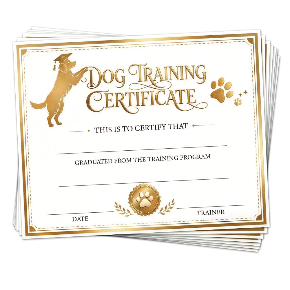 Doodlream 30Pcs Dog Training Graduation Certificates, 25x20cm Blank Gold & White Elegant Pet Award, Certificate Paper for Pet Training Keepsakes & Special Occasions