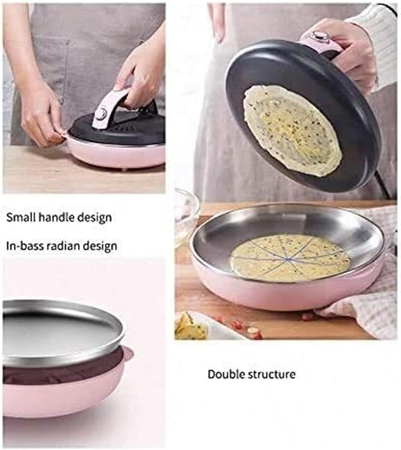 Cordless Crepe Maker Griddle Pan - Portable Electric Crepe Maker With Non-Stick Coating, Mini Pancake Machine