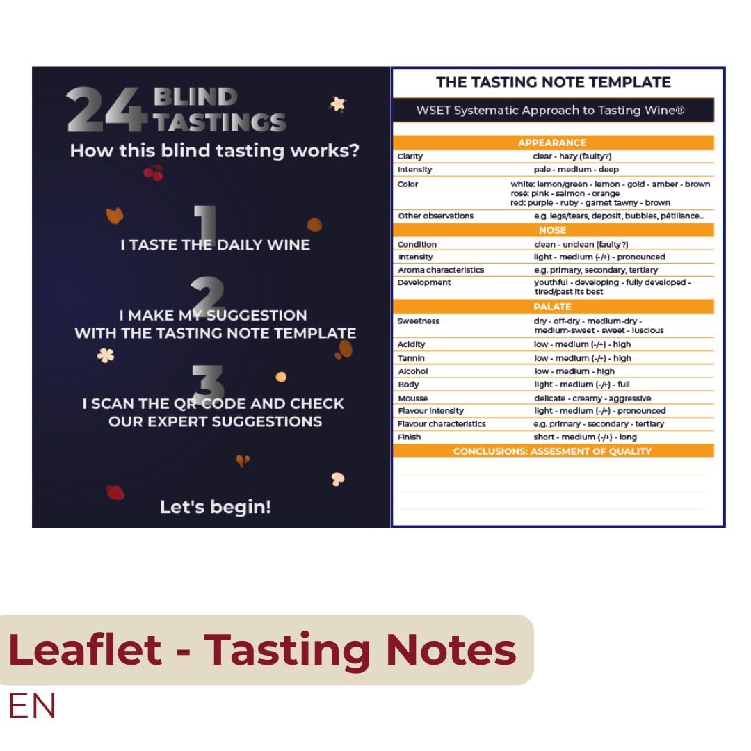 Calendario de Adviento de Vino “24 Blind Tastings” – 24 vinos de 20 ml – Cata a ciegas de vino tinto, blanco y rosado – Regalo para hombres y mujeres