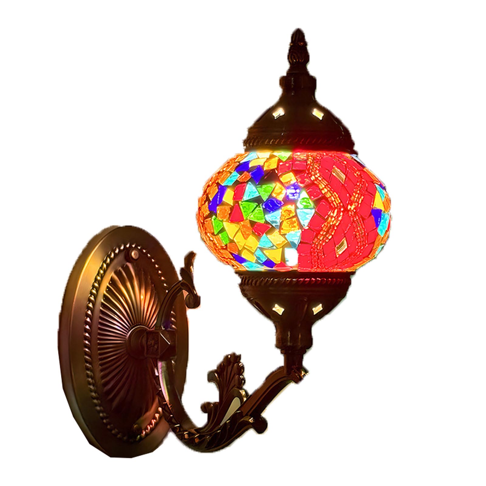 GAUUA Vintage Bohemian Mosaic Color Glass Indoor Wall Lamp Forhotel Restaurant Hall Bedroom Walkway And Bar Unique Wall Lighting Decor