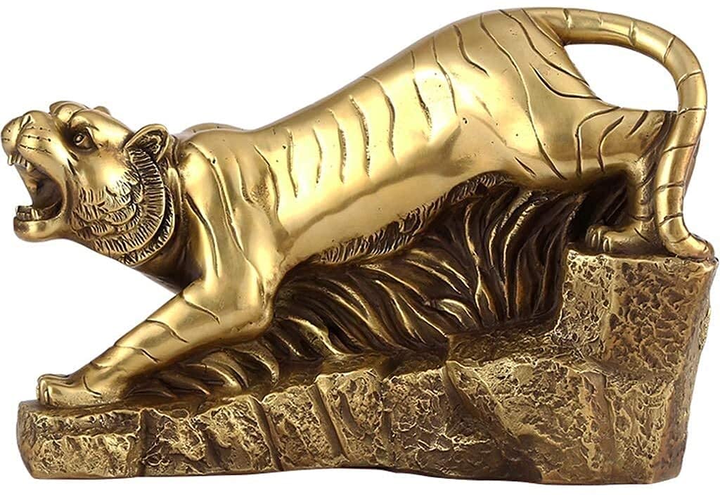 Figurine Tigre en Laiton Feng Shui Sculpture Cadeau Richesse et Chance