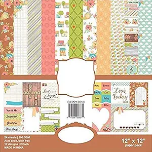 Cute Printed Papers Pack for Art and Craft - 12X12 Inches - 24 Sheets.