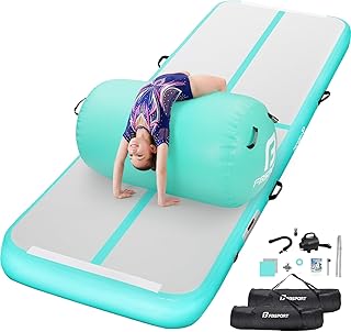 Air Roller Gymnastics Barrel, Inflatable Gymnastics Air Roller Inflatable Air Gymnastics Mat with Electric Pump for Yoga Cheerleading Training Home Outdoor Use