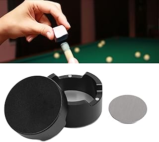 Billiard Chalk Case, Round Aluminum Alloy Cue Chalk Box Magnetic, Mini Cue Tip Chalk Holder Black, Pool Chalks Carrier Case for Pool Cue Sports Accessories